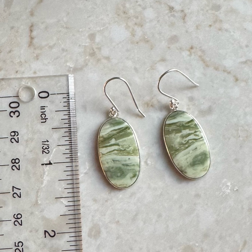 NWOT Sundance Green Waves Earrings, Serpentine, Sterling Silver - Picture 4 of 4